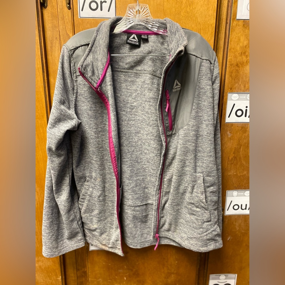 Reebok Sport Jacket Gray with Pink Sz L
